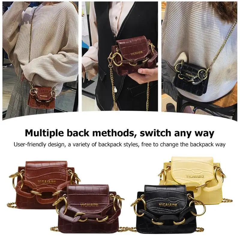 Каменный узор мини сумки через плечо для женщин качество PU кожа Дамская цепь