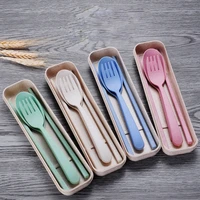 plastic cutlery set portable fork spoon chopsticks for children multifunctional food spoon for picnic