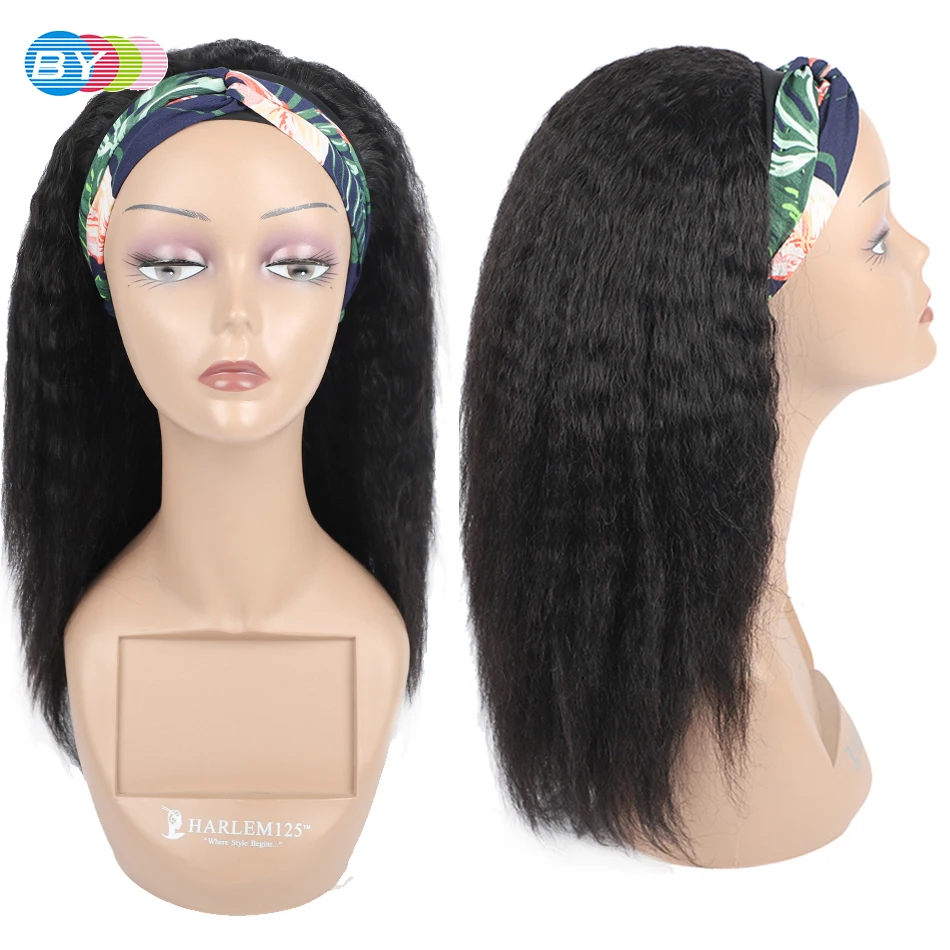 

Kinky Straight Headband Wig Human Hair Glueless Half Wig With Head band Malaysian Remy Yaki Straight For Black Women By