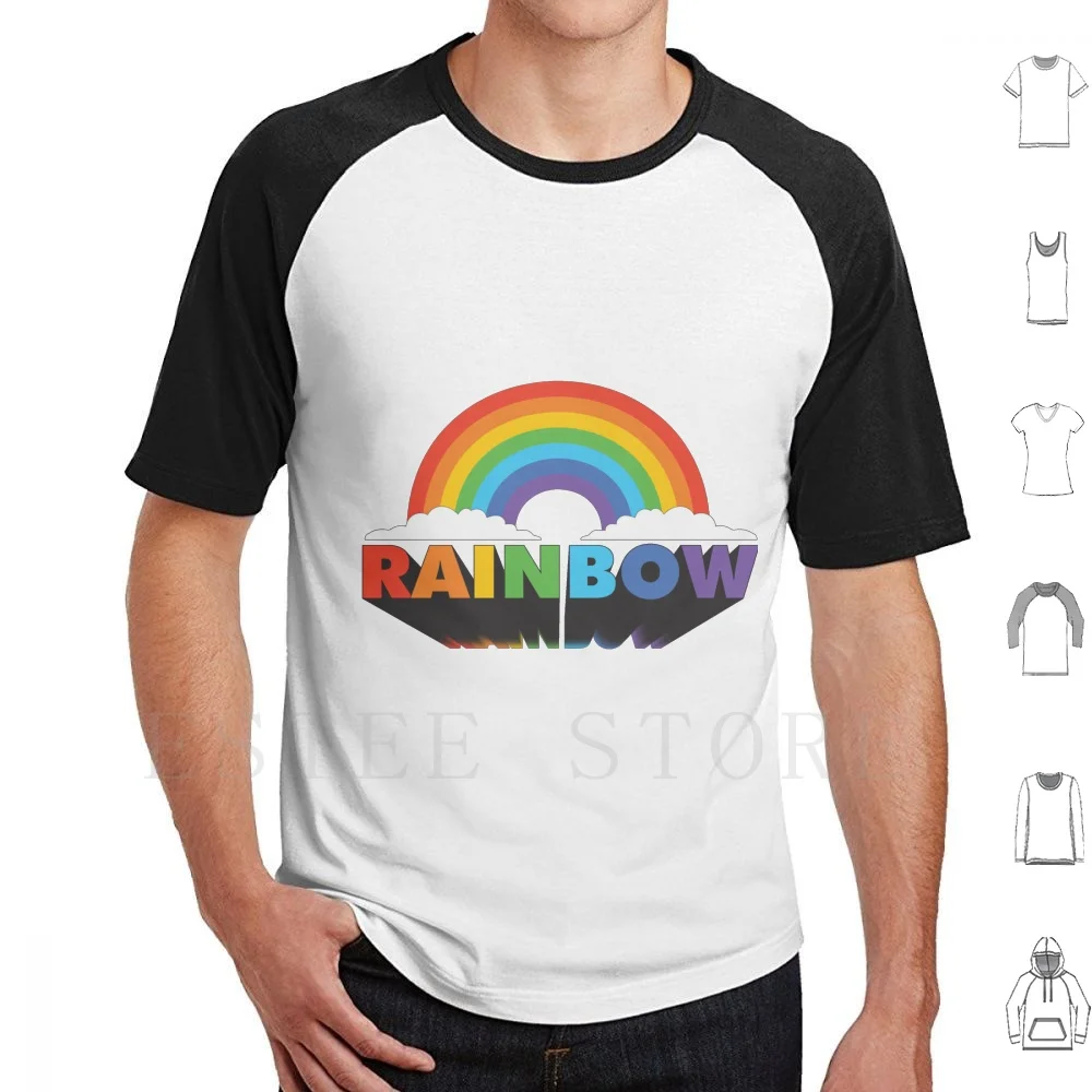 

Rainbow With Clouds T Shirt Men Cotton 6Xl Child Unisex Tops Graphictees Over The Rainbow Rainbow Trendy Retrorainbow Toddler