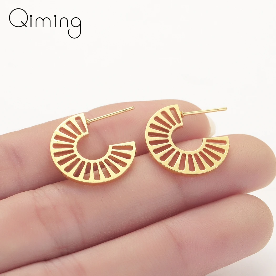 Серьги-кольца геометрические женские изящные серебряные золотые простые серьги