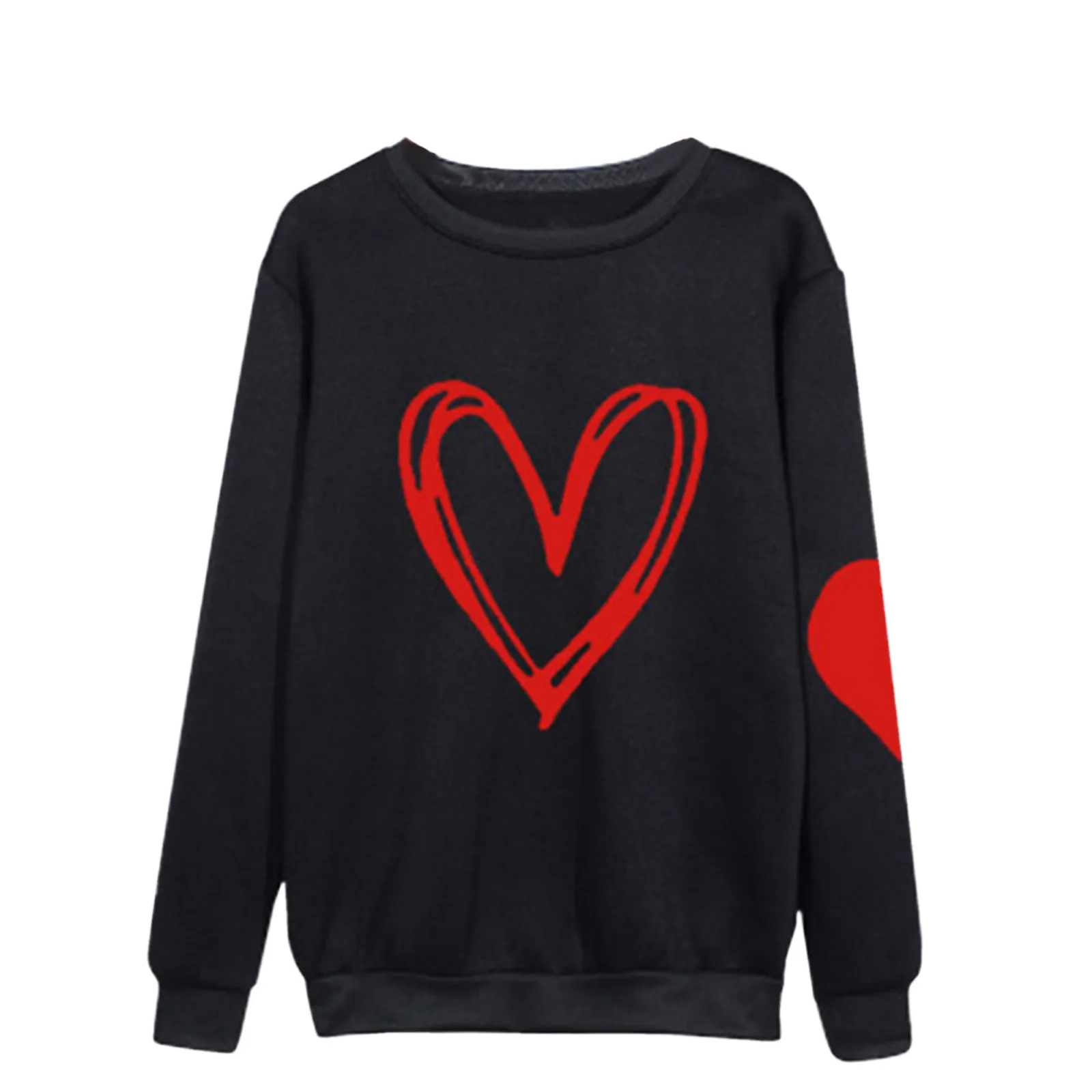 

Women Love Heart Print Pullover Sweatshirt Tops Blouse O Neck Long Sleeve Casual Shirts Female Plus Size Loose Top Blusas Mujer