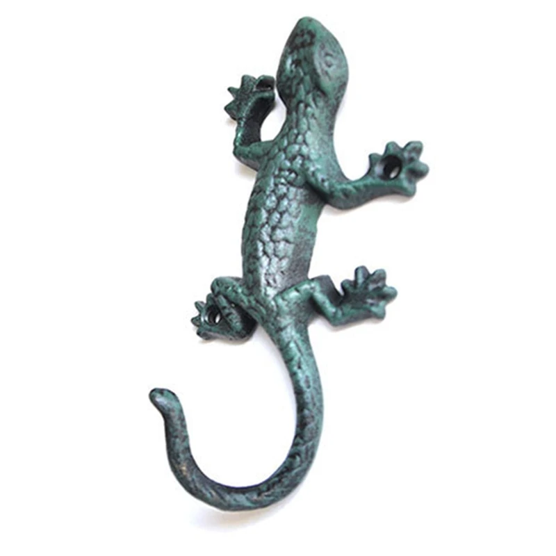 

2Pcs Accessories Cast Iron Lizard Rack Towel Hooks Hanger Coat Hat Garden Home Decoration Flexible Hanging Design Claw