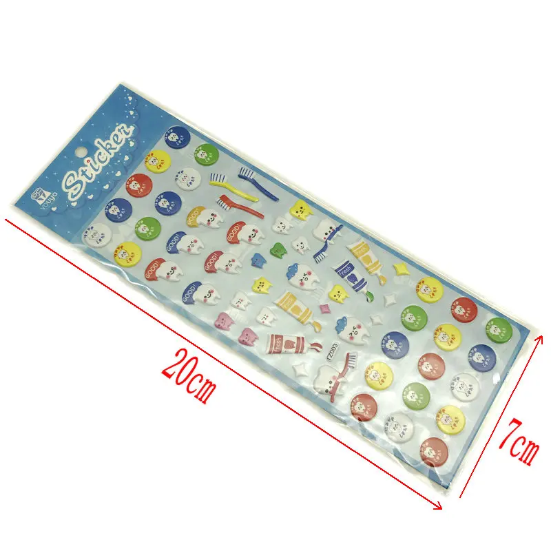 

100pcs Dental Cute molar shaped cartoon teeth losing tooth fairy puffy plastic sticker for Dentist dental gift kids scrapbook