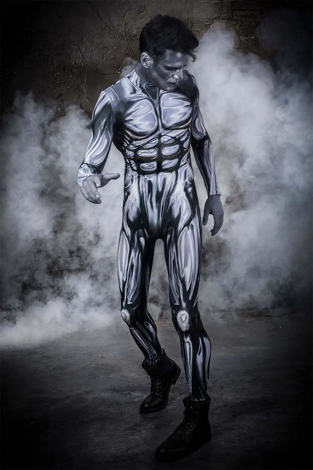 Silver Surfer Cosplay Costume 3D Printed Zentai suit Halloween Catsuit Superhero Bodysuit Adults | Тематическая одежда и