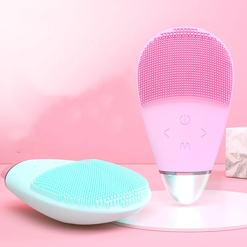 

Mini Electric Facial Cleansing Brush Silicone Sonic Vibration Cleaner Deep Pore Cleaning Skin Massage face brush cleansing