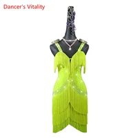 latin dance competition clothes sexy sling tassel dress high end custom female adult childrens clothing professional dance wear