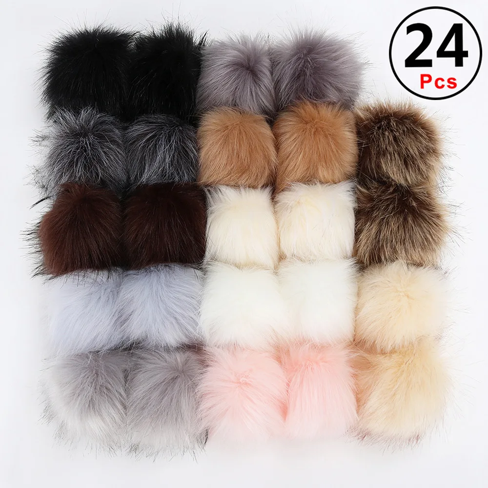 

16/24Pcs DIY Hats Accessories False Hairball Pom Pom Handmade Artificial Ball Faux Rabbit Fur PomPom