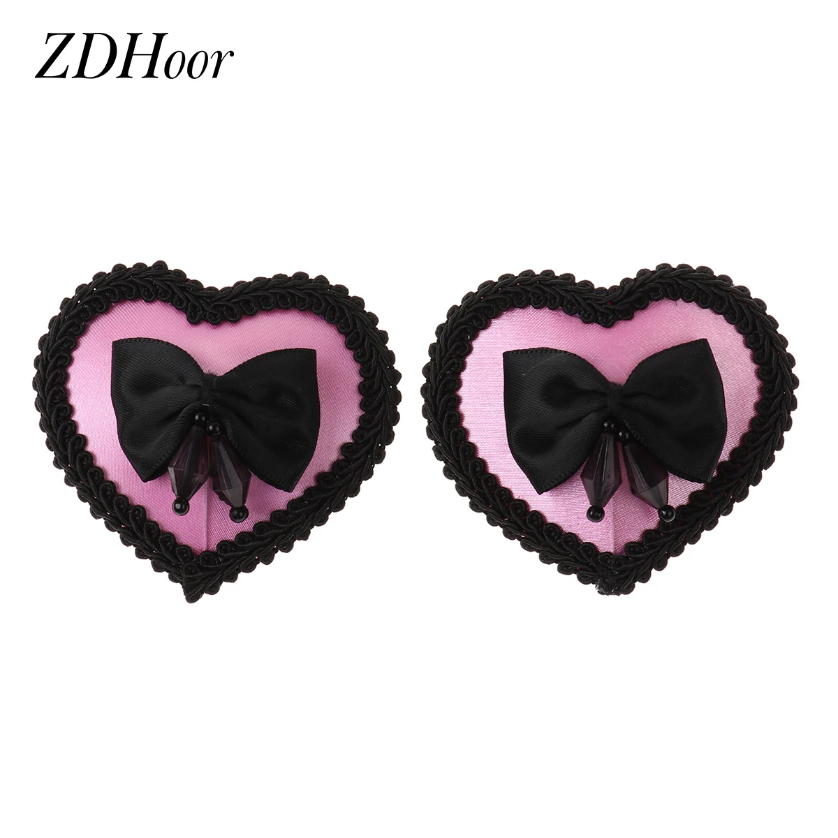 

2 Женские Наклейки на соски, милые накладки на соски в форме сердца с бантом, сексуальные накладки на соски для косплея, игрушки для груди, же...