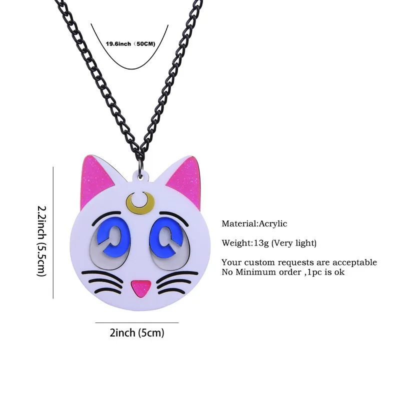 KUGUYS Трендовое ювелирное акриловое милое ожерелье с черным котом для женщин