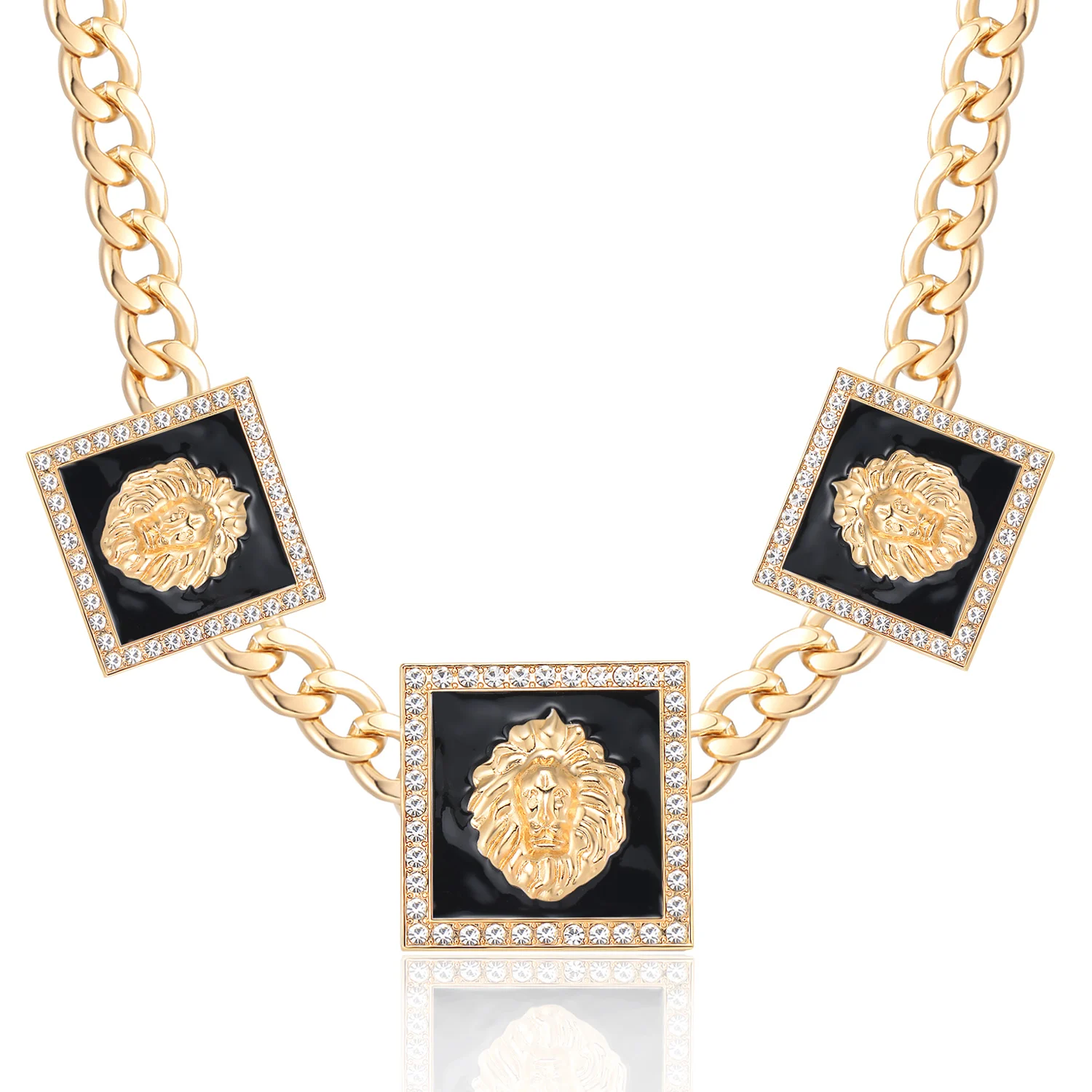 Ожерелье-чокер в стиле хип-хоп с головой льва золотого цвета массивная цепочка из
