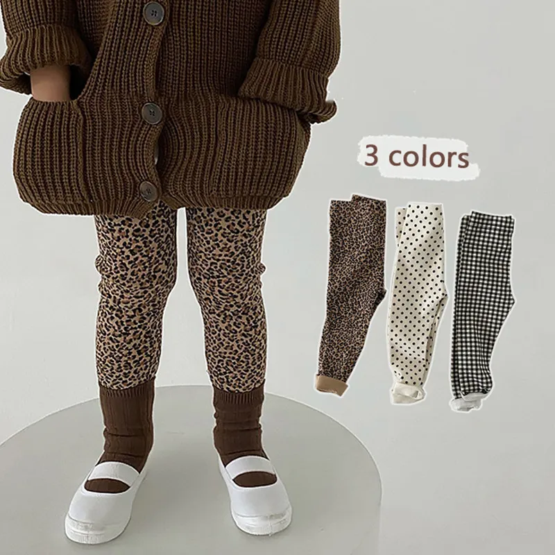 

Spring Autum Cute Leopard Girl Trousers High Quality Cotton Girls' Leggings Soft Elasticity Pants for Children's Legging