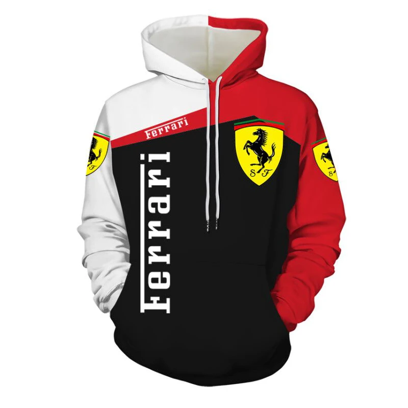

Italy Ferrari Logo 3D Men's Women's Hoodie Casual Fashion Cloth Long Sleeve Loose Top Autumn Street Hip Hop Sweatshirt