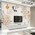 Настенные 3D-обои в классическом китайском стиле для гостиной и телевизора, настенные бумаги с изображением семейной гармонии, 3D цветов, домашний декор