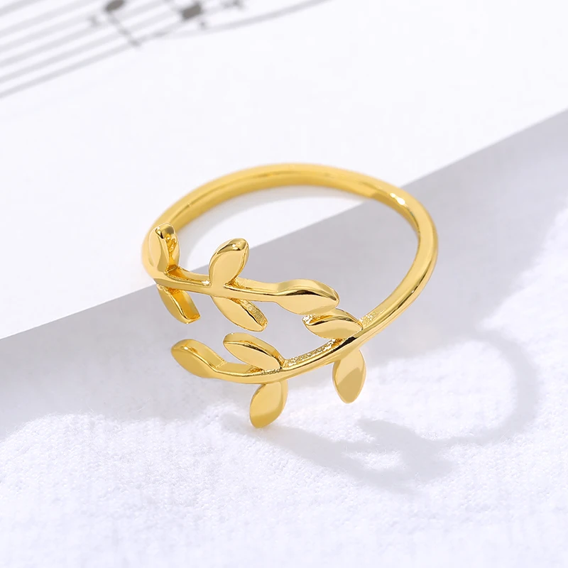 Charms Two Olive Tree Branch Leaves Open Ring for Women Girl Wedding Rings Adjustable Knuckle Finger Jewelry Xmas Gifts | Украшения и