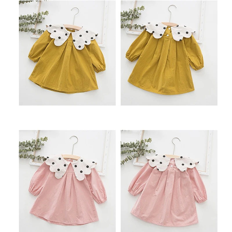 Осенние платья для маленьких девочек Платье-пачка с длинными рукавами