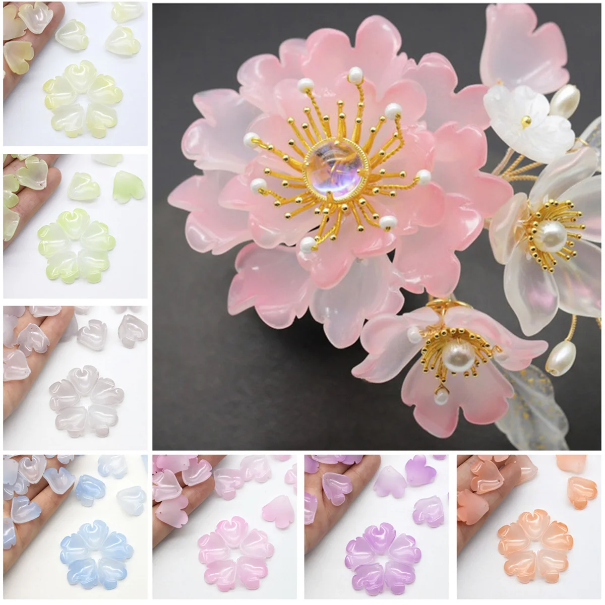 

10pcs Flora Petal 20mm Lampwork Crystal Glass Loose Pendants Beads for Jewelry Making DIY Crafts Flower Findings