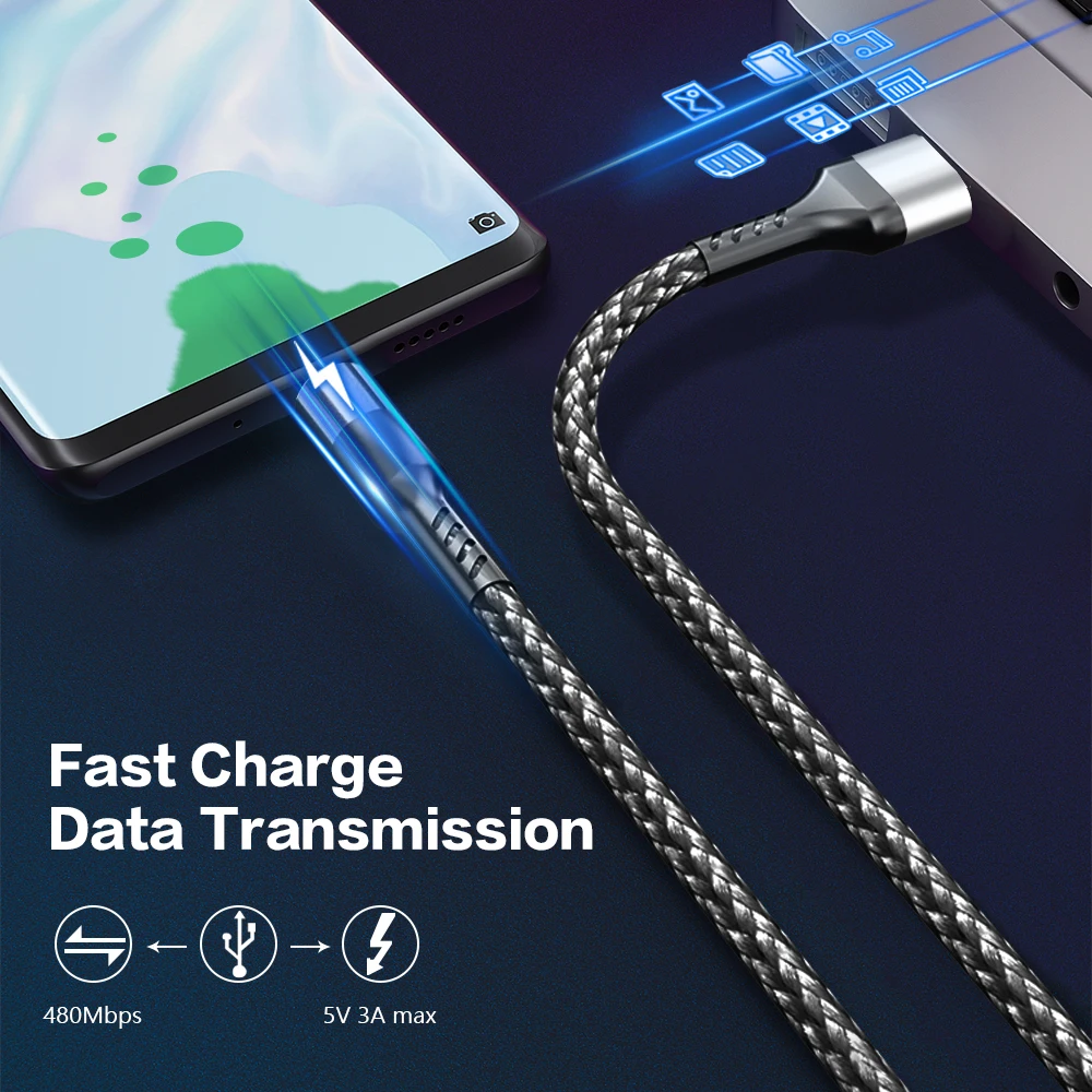 3а USB кабель Tybe c Быстрая зарядка нейлоновый плетеный для передачи данных iPhone11 7 6