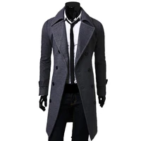 50 new arrival fashion men solid color long sleeve lapel button slim fits overcoat coat outwear