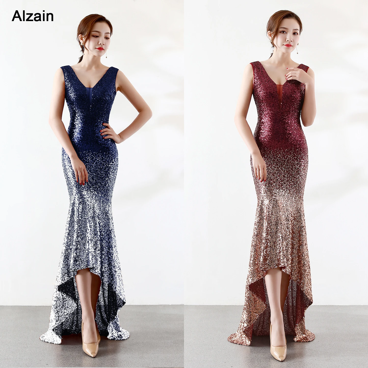 Высокая Низкая Бисероплетение градиент элегантный бордовый Русалка v образным