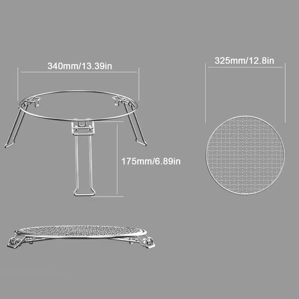Складной гриль уличный круглый штатив из нержавеющей стали с 3 ножками для