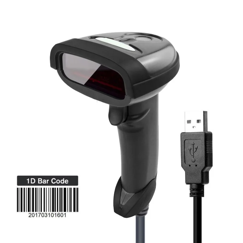 1D сканер штрих-кодов портативный лазерный считыватель штрих-кодов Ручной USB проводной и беспроводной сканер штрих-кодов для системы POS
