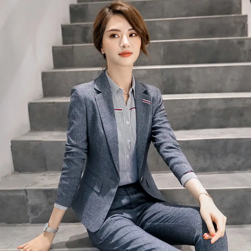 

Spring and summer new style three-quarter sleeve fashion suit pants personality striped wild slim white-collar suit women Suit
