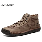 Мужские кожаные ботинки JUNJARM, ботинки из спилка, для снега, для весны и зимы, размера плюс, 48