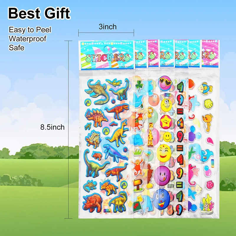 20 hojas de pegatinas 3D para ni&ntilde;os y ni&ntilde;as, diferentes pegatinas a granel, surtidos para &aacute;lbum de recortes, pegatinas de dibujos animados de animales de princesa, Juguetes DIY-2