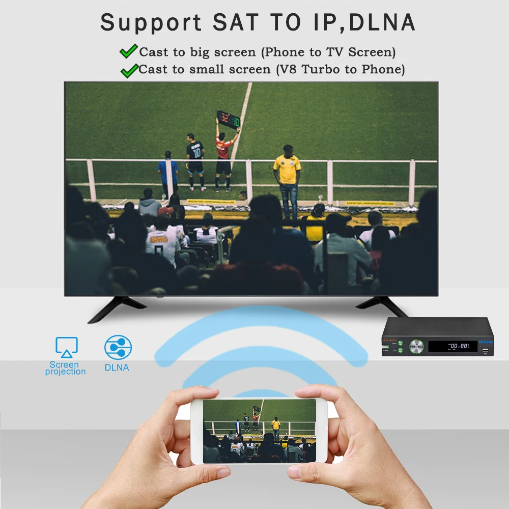 Новый GTMEDIA V8 Turbo DVB S2/T2/кабель/J.83B цифра спутниковый телевизионный ресивер WI FI H.265