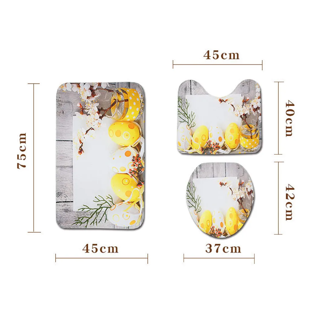 Ouneed 3 шт./компл. Мультяшные пасхальные Нескользящие коврики для ванной + крышка