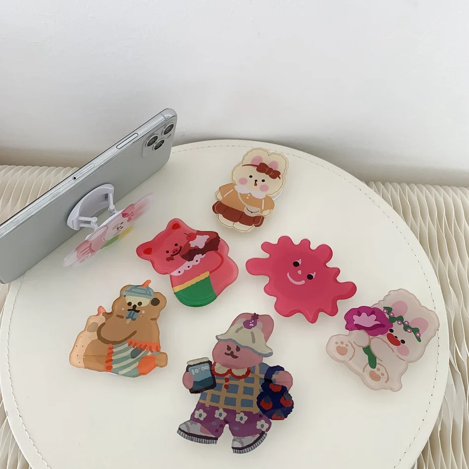 

Universal Cute Cartoon Bear Rabbit Irregular Foldable Stand Holder Expanding Phone Bracket For iPhone Redmi Huawei Samsung OPPO