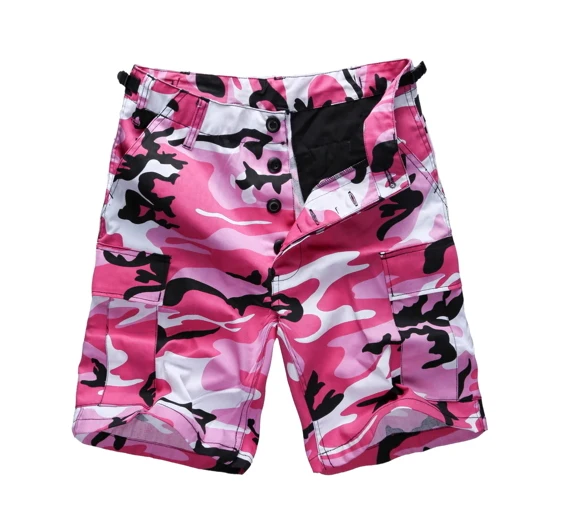 Pink Camo Мужские армейские военные шорты BDU, повседневные рабочие камуфляжные шорты Карго - Цвет: Pink Camo