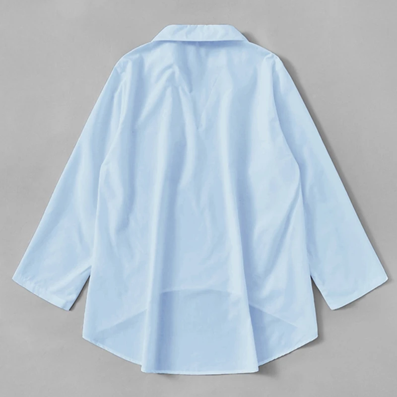 SHEIN женская блузка с леопардовым принтом и карманами, женская одежда, весна, повседневные женские топы с длинным рукавом, одноцветные свободные блузки