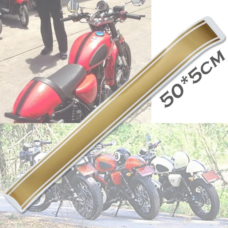Golden 1 шт. Новинка Кафе Racer Tank стикер 50*5 см мотоциклетные крышки топливного бака наклейки для большинства мотоциклов - Цвет: Golden