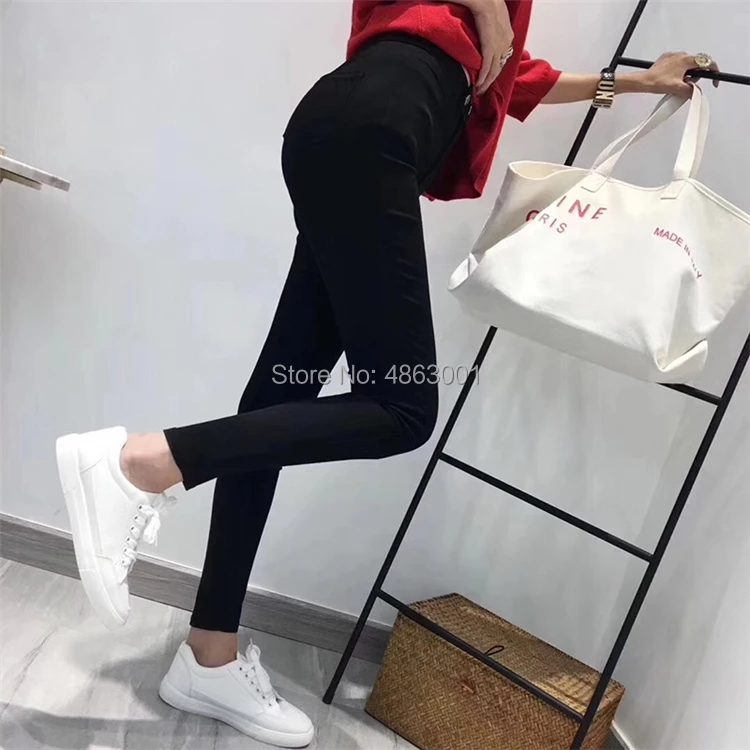 Женские леггинсы тонкие весенние и осенние эластичные брюки-карандаш с высокой