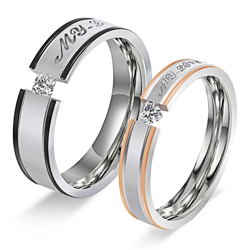 

European and American New Jewelry Fashion Personality Trendy Jewelry One Generation Zircon Titanium Steel Couple Ring