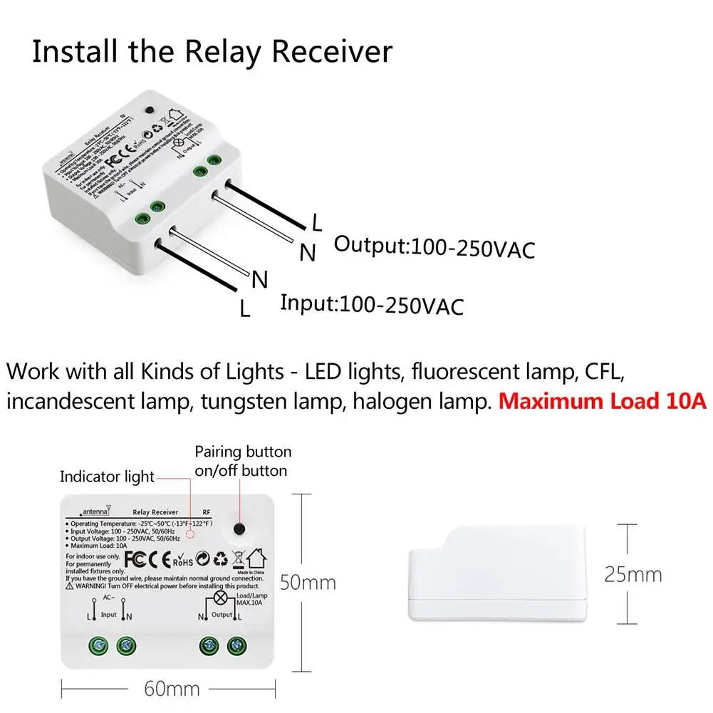 Комплект беспроводных переключателей света Kinetic без аккумулятора проводки