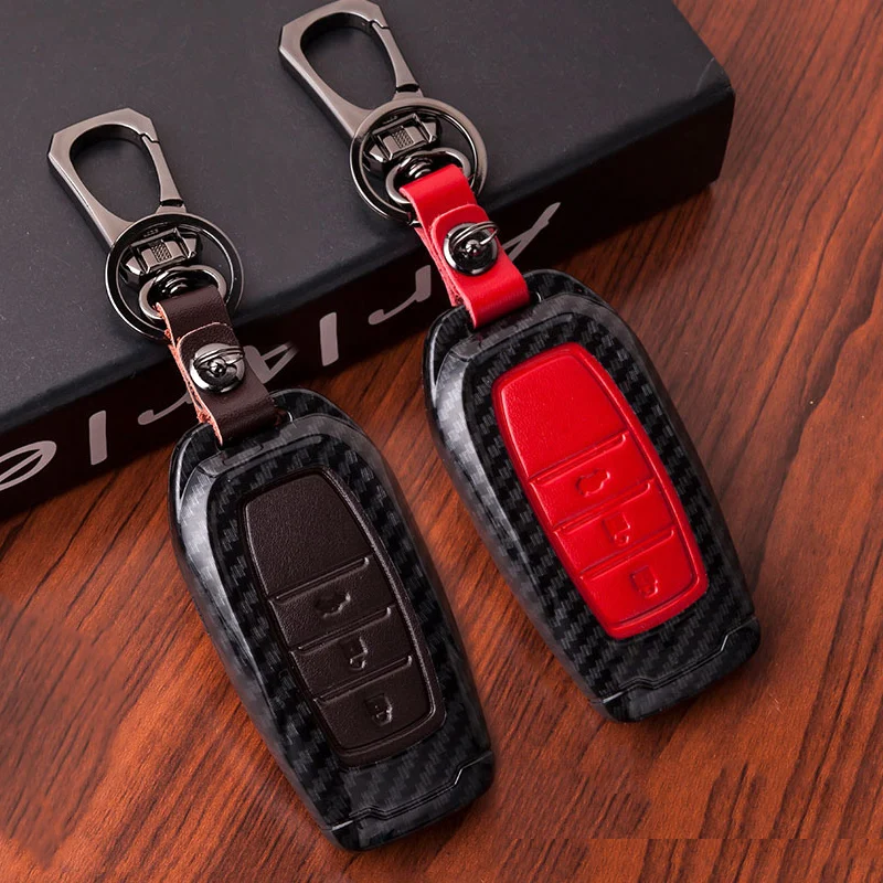 Карбоновое волокно + кожаный чехол для ключей с дистанционным управлением Toyota