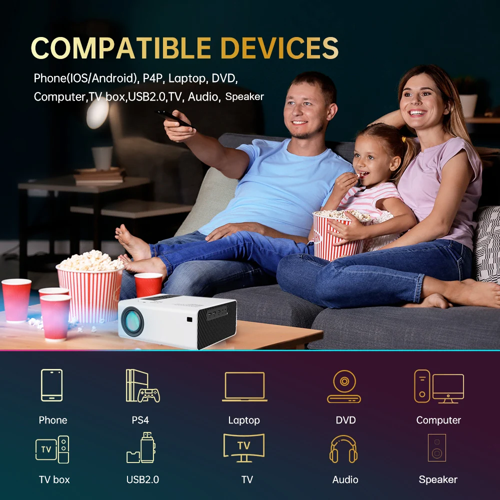 Vivicine 2021 Новый V6 светодиодный мини проектор 5000 люкс поддержка Full HD 1080P