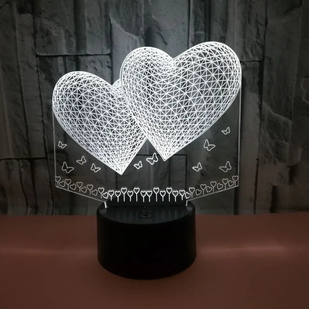 

Acrylic Table Lamp Anime 3D Hologram Love Heart Lamp Heart-Shaped For Home Room Decor Light Figure Night Light