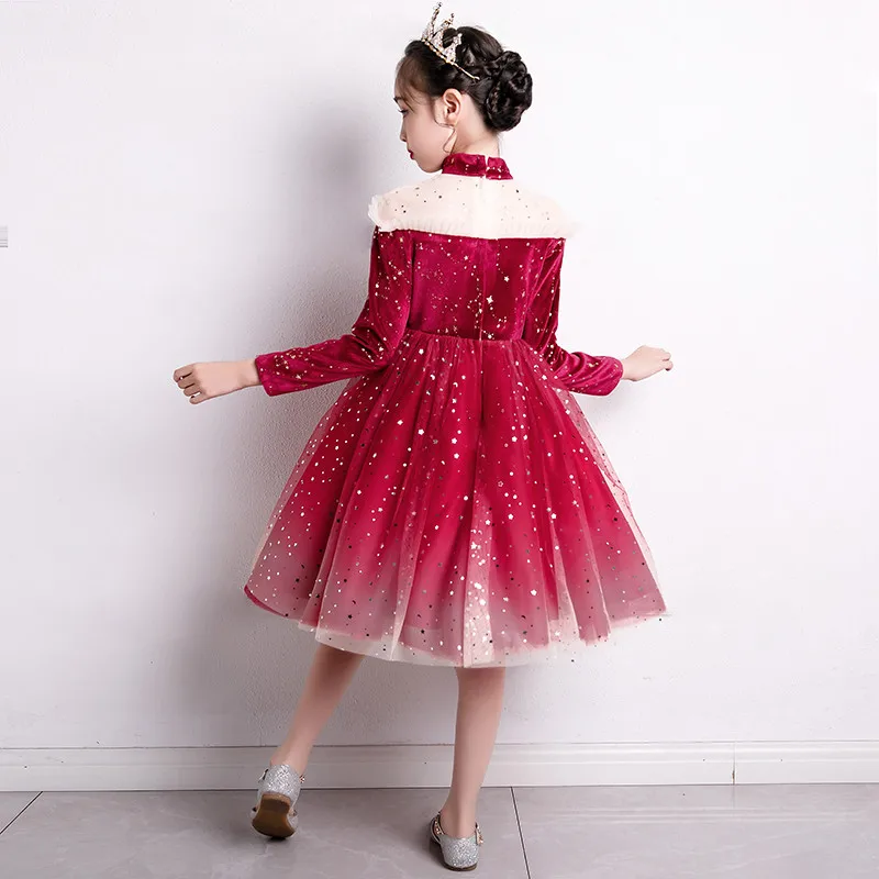

Autumn Winter New Style Baby Kids Elegant Long Sleeves Birthday Wedding Party Prom Dress Kids Little Girls Piano Pageants Dress
