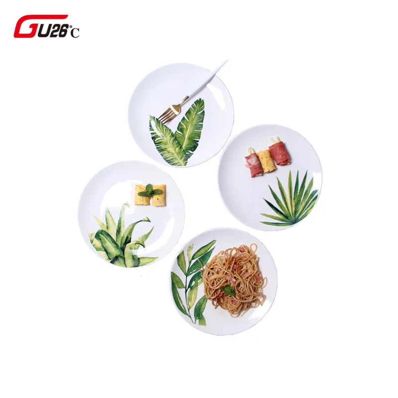 10 дюймов нордическое зеленое растение керамическое минималистичное узор стек