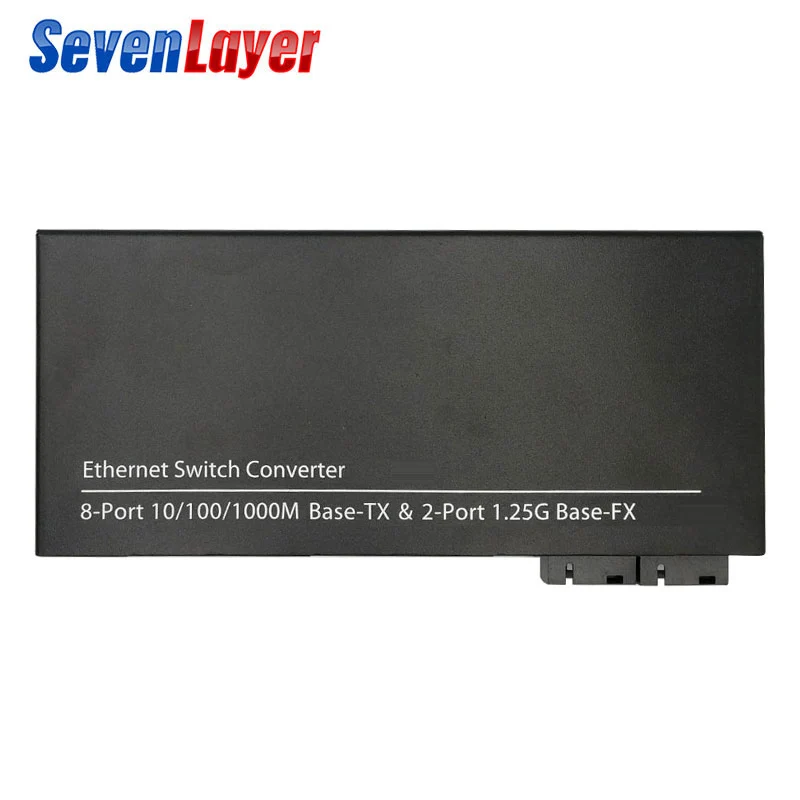 Волоконно оптический медиа конвертер коммутатор Gigabit Ethernet 10/100/1000M 8 RJ45 UTP и 2 SC