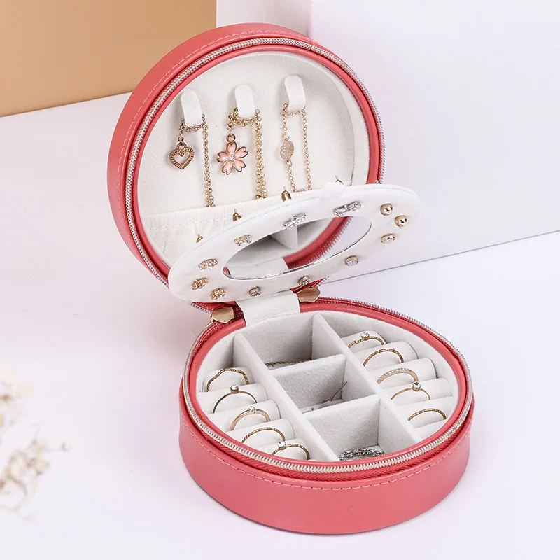 new korean version 2020 fashion creative leather fixed jewelry box hot selling exquisite jewelry box 2 pieces free global shipping