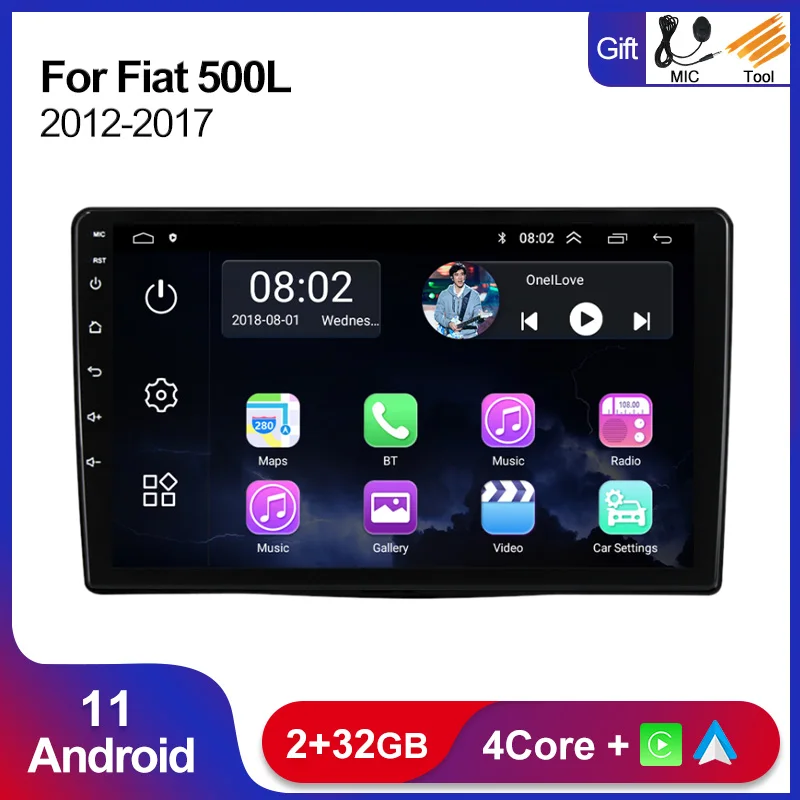 

Автомагнитола Carplay для Fiat 500L 2012-2017, мультимедийный видеоплеер, Android 11, 4 ядра, 2 + 32 ГБ, экран 9 дюймов, GPS-навигация