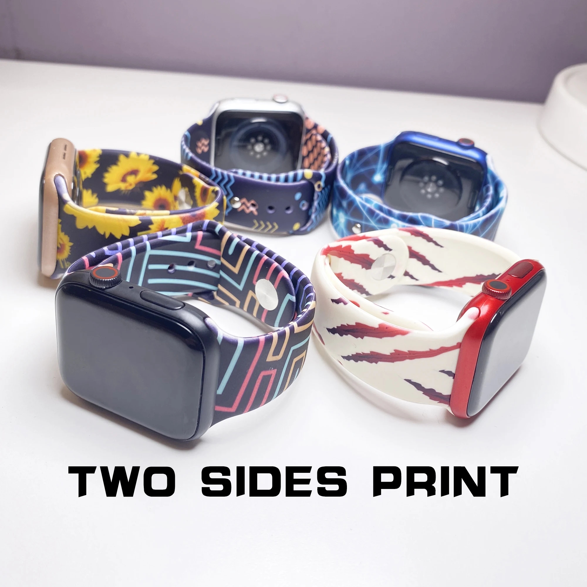 Sport Leopard Sun-Flower Silicone Rubber Strap Band For Apple Watch Band Iwatch 6 7 Series 654321 38mm 40mm 42mm 44mm