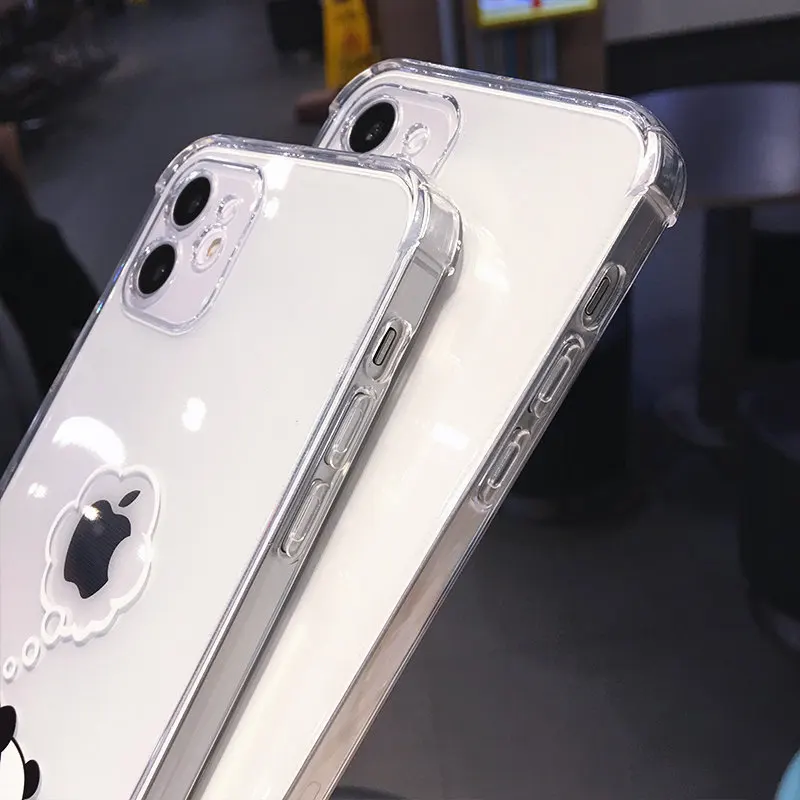 Creative Bear Panda Animal Phone Case For iPhone 11 12 13 14Pro Max Clear Shockproof Lens Protection For iPhone X XS XR 7 8 Plus