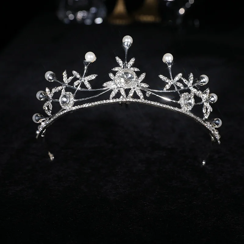

Тиары для невесты серебристого цвета, свадебные головные уборы с жемчугом, ободки для подружки невесты, красивая свадебная бижутерия, HQ0097