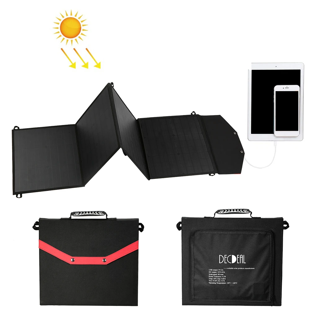 Складная зарядка на солнечной энергии солнечная батарея 80 Вт 2 порта USB|Солнечная